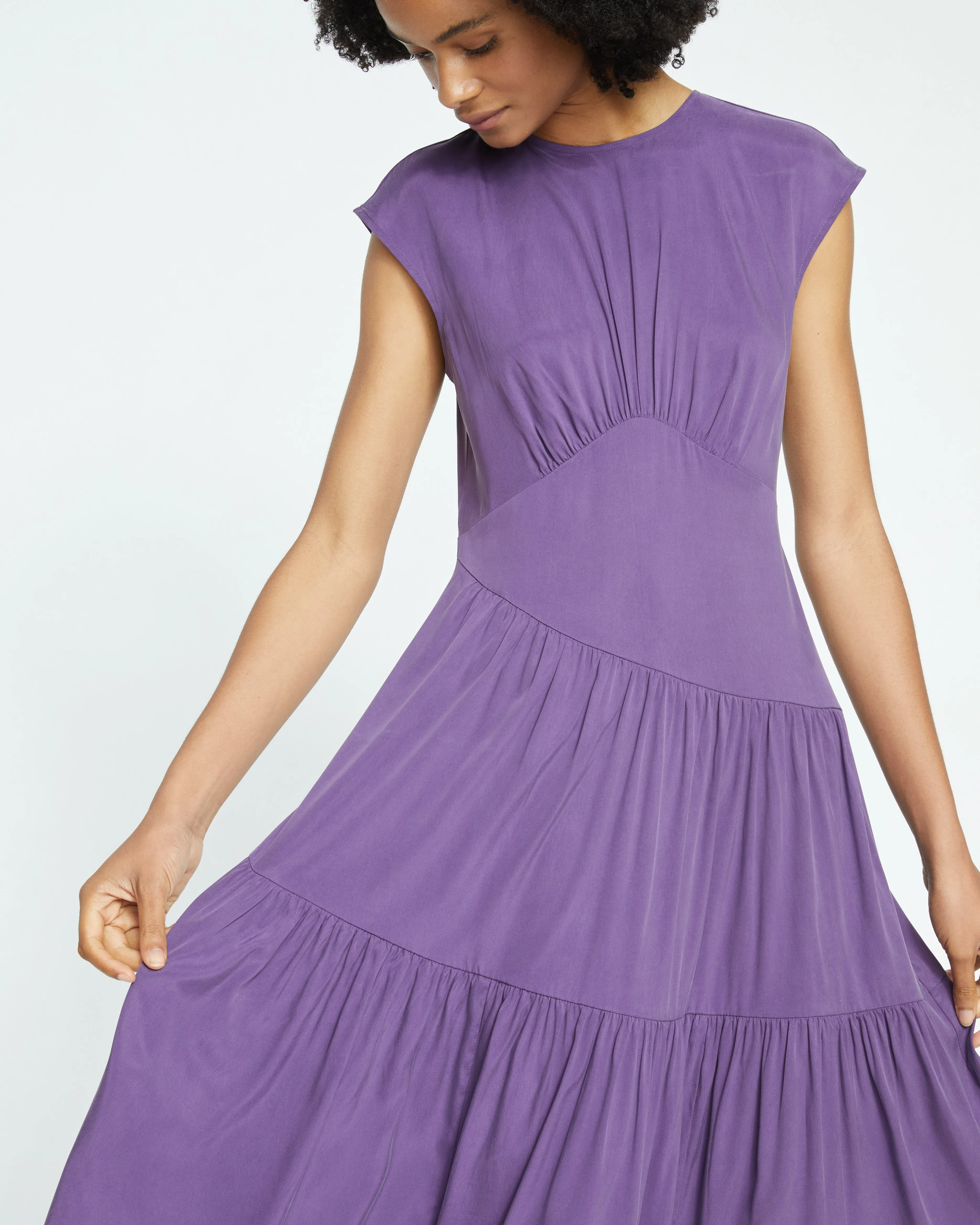 Paloma Tiered Cupro Dress - Potion Purple