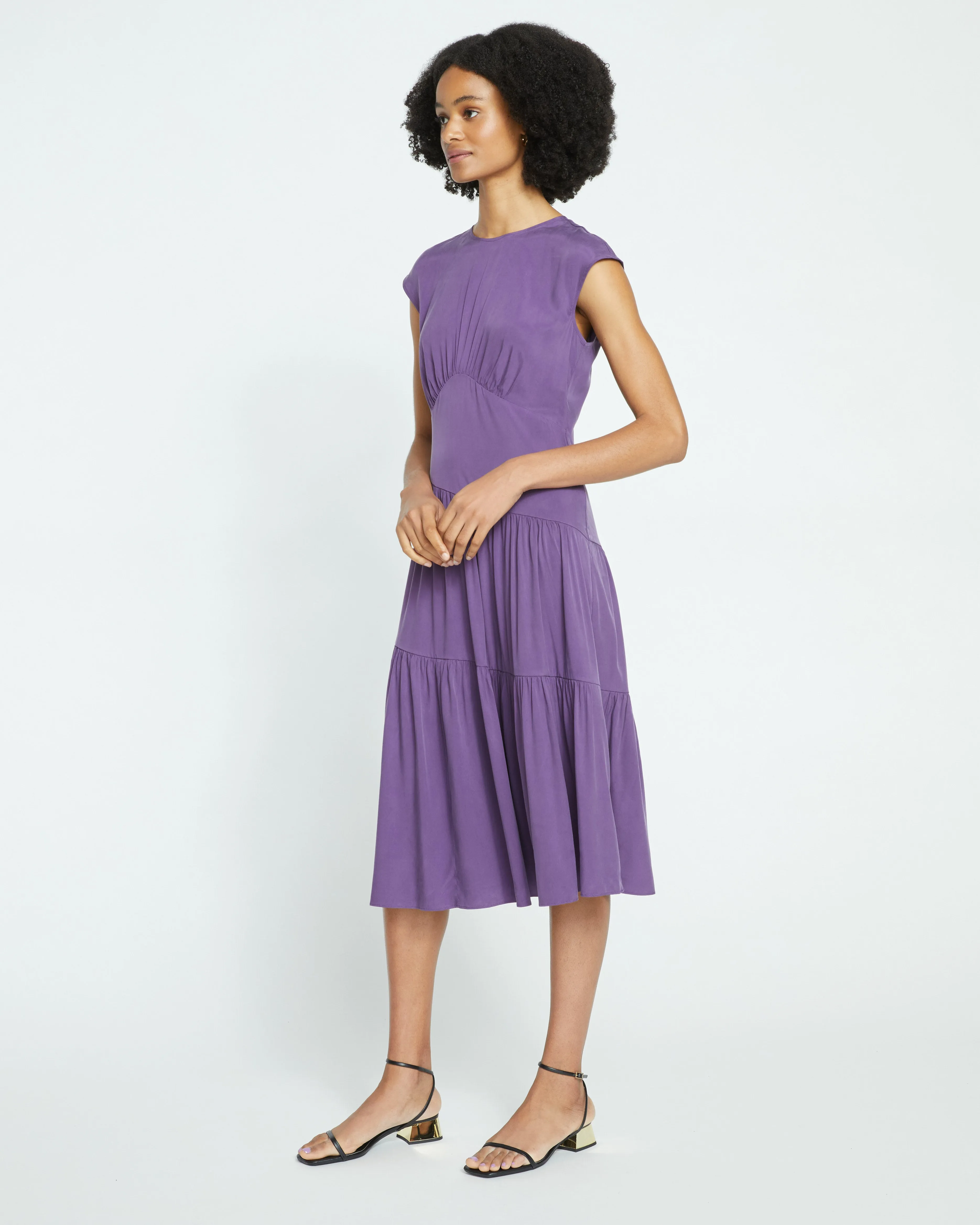 Paloma Tiered Cupro Dress - Potion Purple