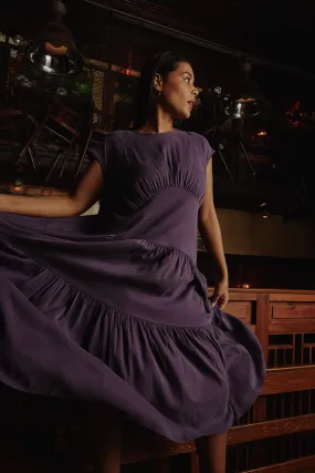 Paloma Tiered Cupro Dress - Potion Purple