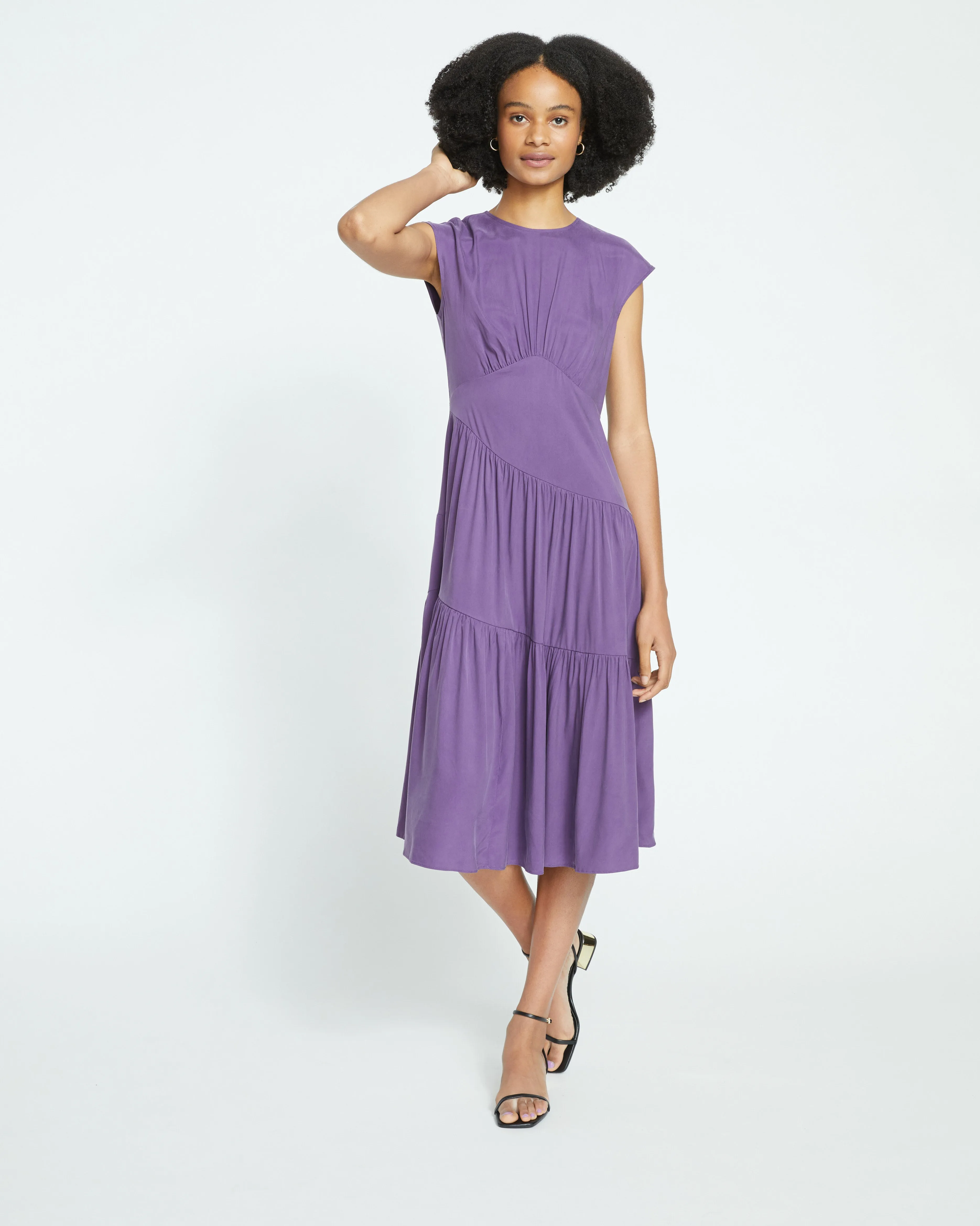 Paloma Tiered Cupro Dress - Potion Purple