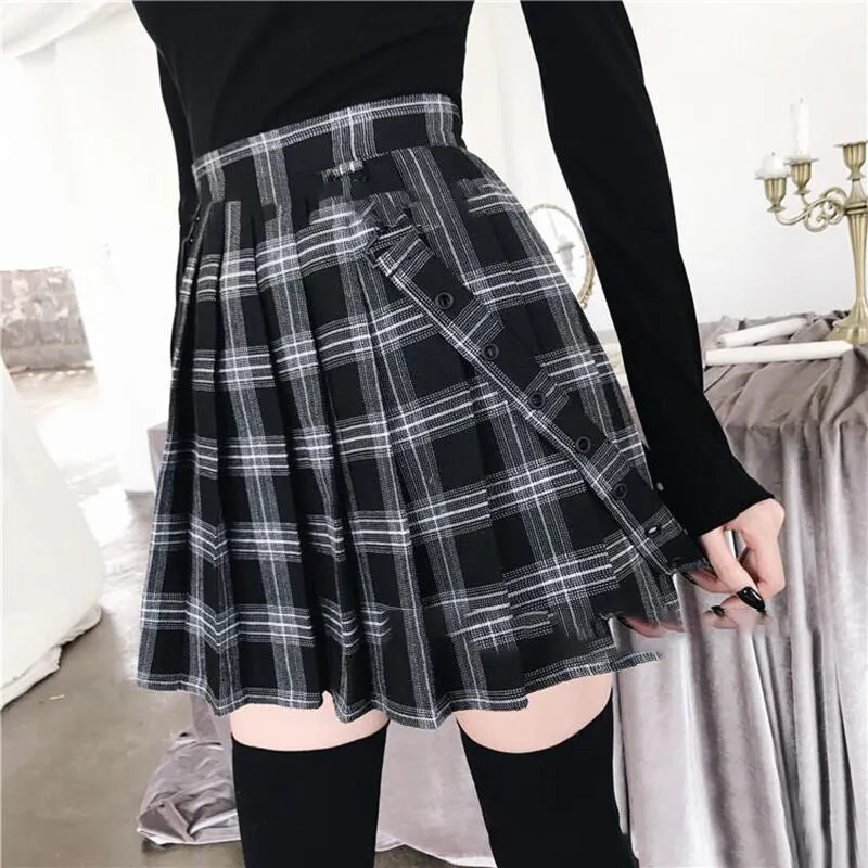 Plaid Printed Stretch Fresh And Sweet Teenage Leisure Out Slimming Swing Skirt