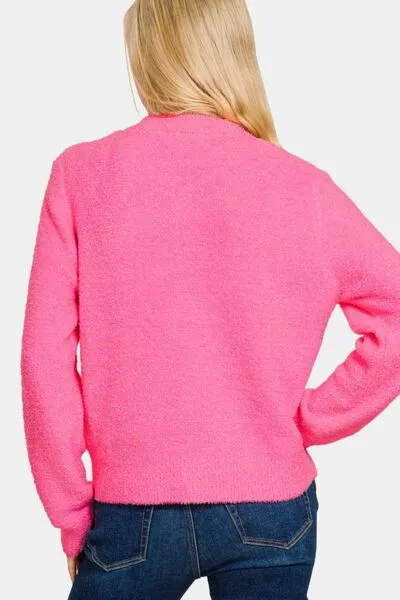 Playful Pink Sweater Cardigan