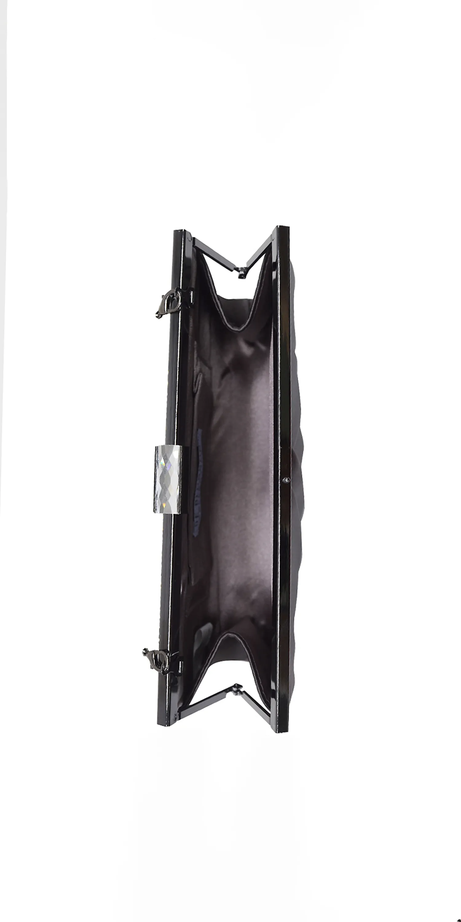 Pleated Satin Handbag with Rhinestone Detail