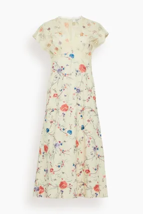 Priscilla Embroidery V-neck Maxi Dress in Cream