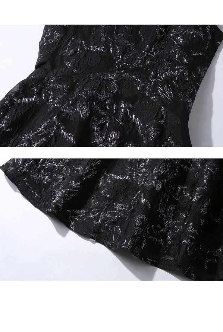 Retro V-neck Gauze Jacquard Sleeveless Dress