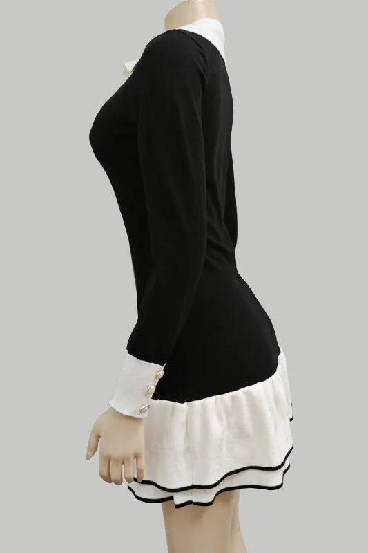 Ribbed cuffs and hem sweater dress
