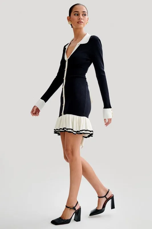 Ribbed cuffs and hem sweater dress