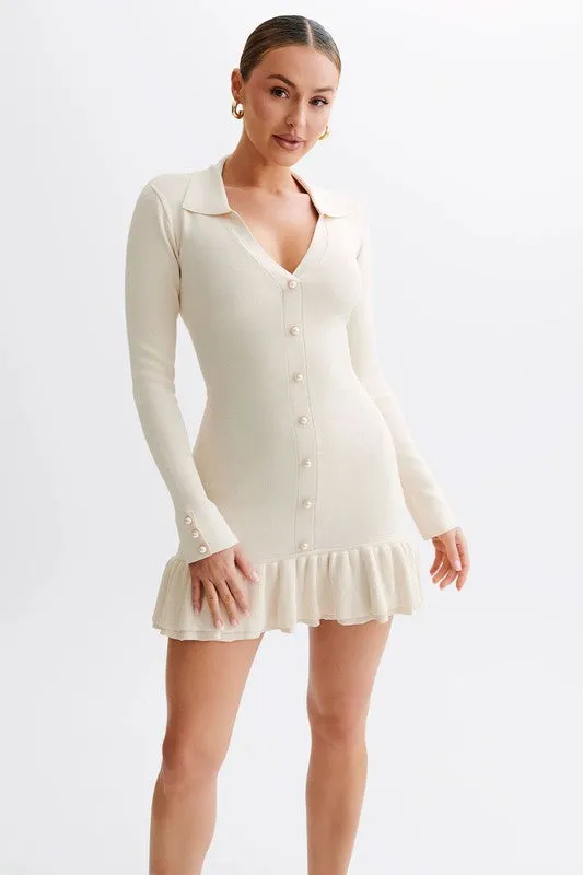 Ribbed cuffs and hem sweater dress