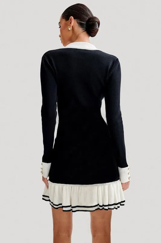 Ribbed cuffs and hem sweater dress