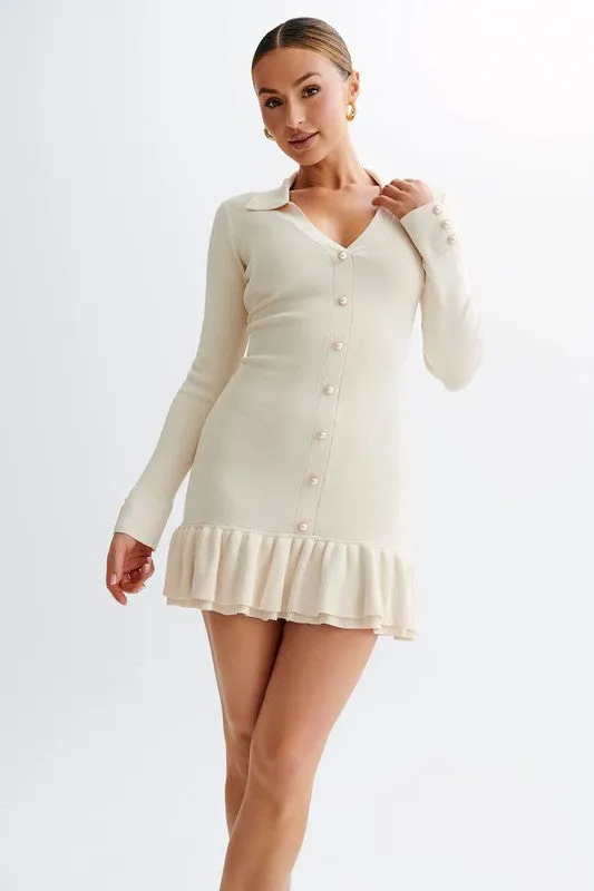 Ribbed cuffs and hem sweater dress
