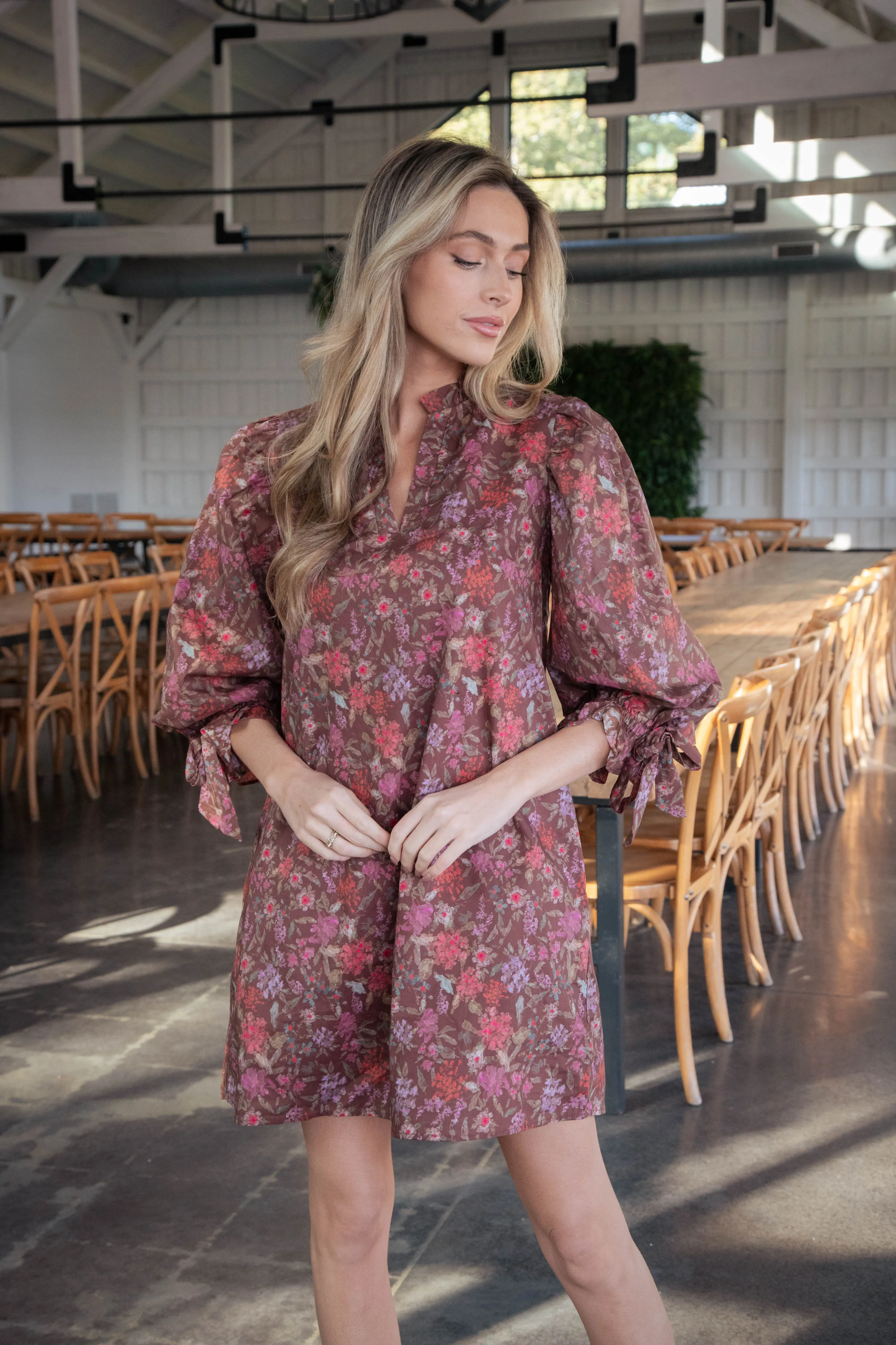 Roxy Floral Poplin Dress, Brown