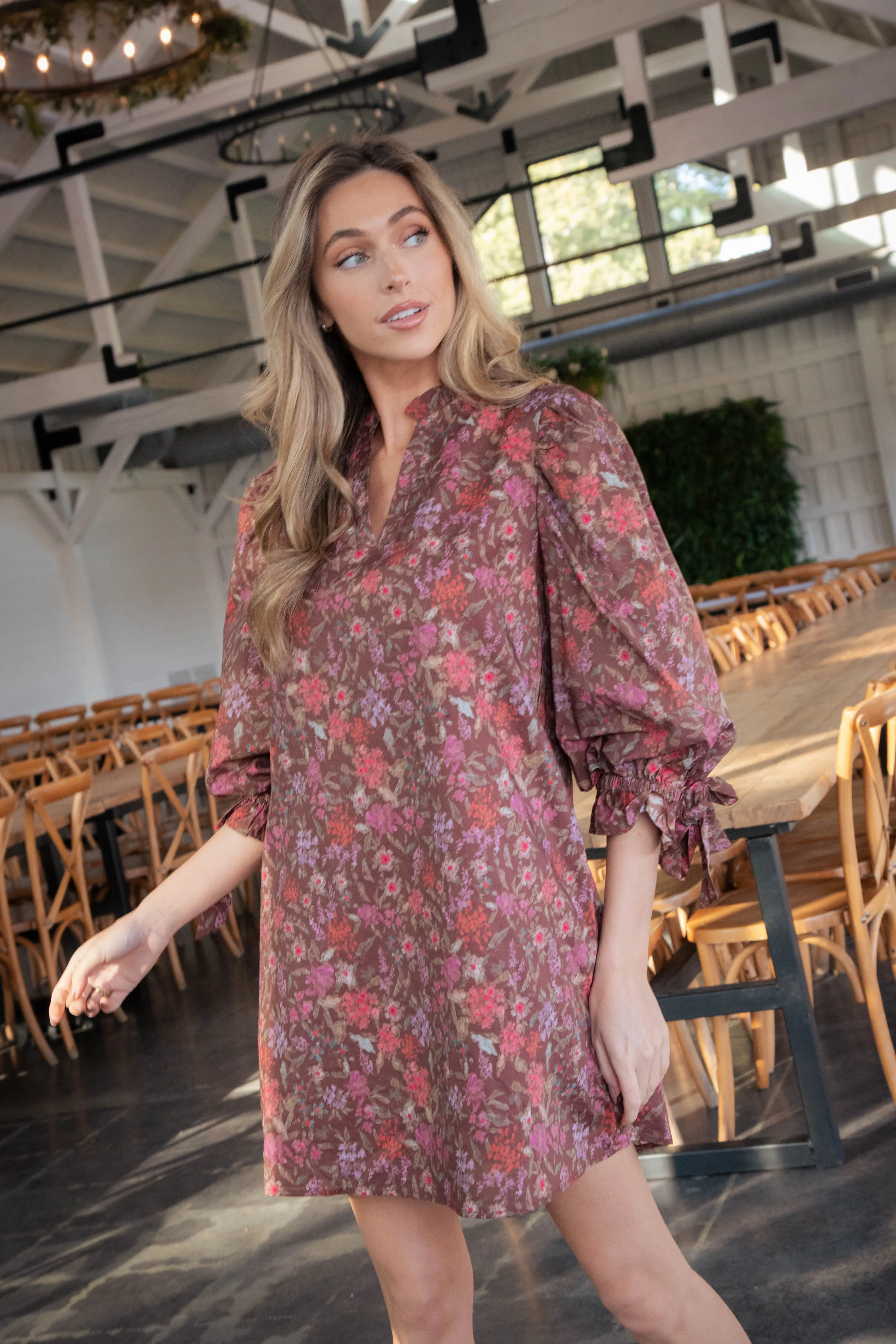Roxy Floral Poplin Dress, Brown