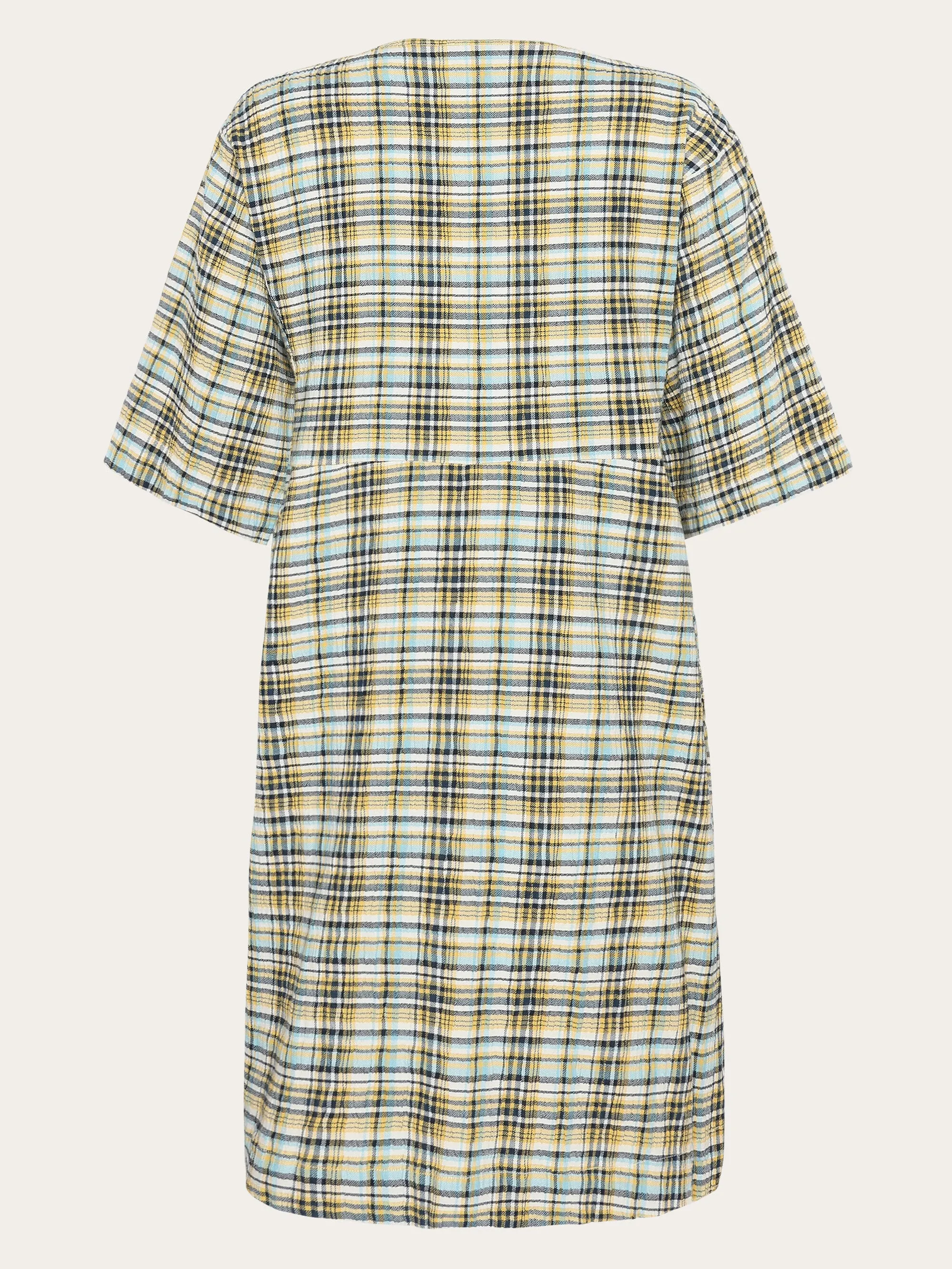 Seersucker check tunica dress - GOTS/Vegan - Yellow check