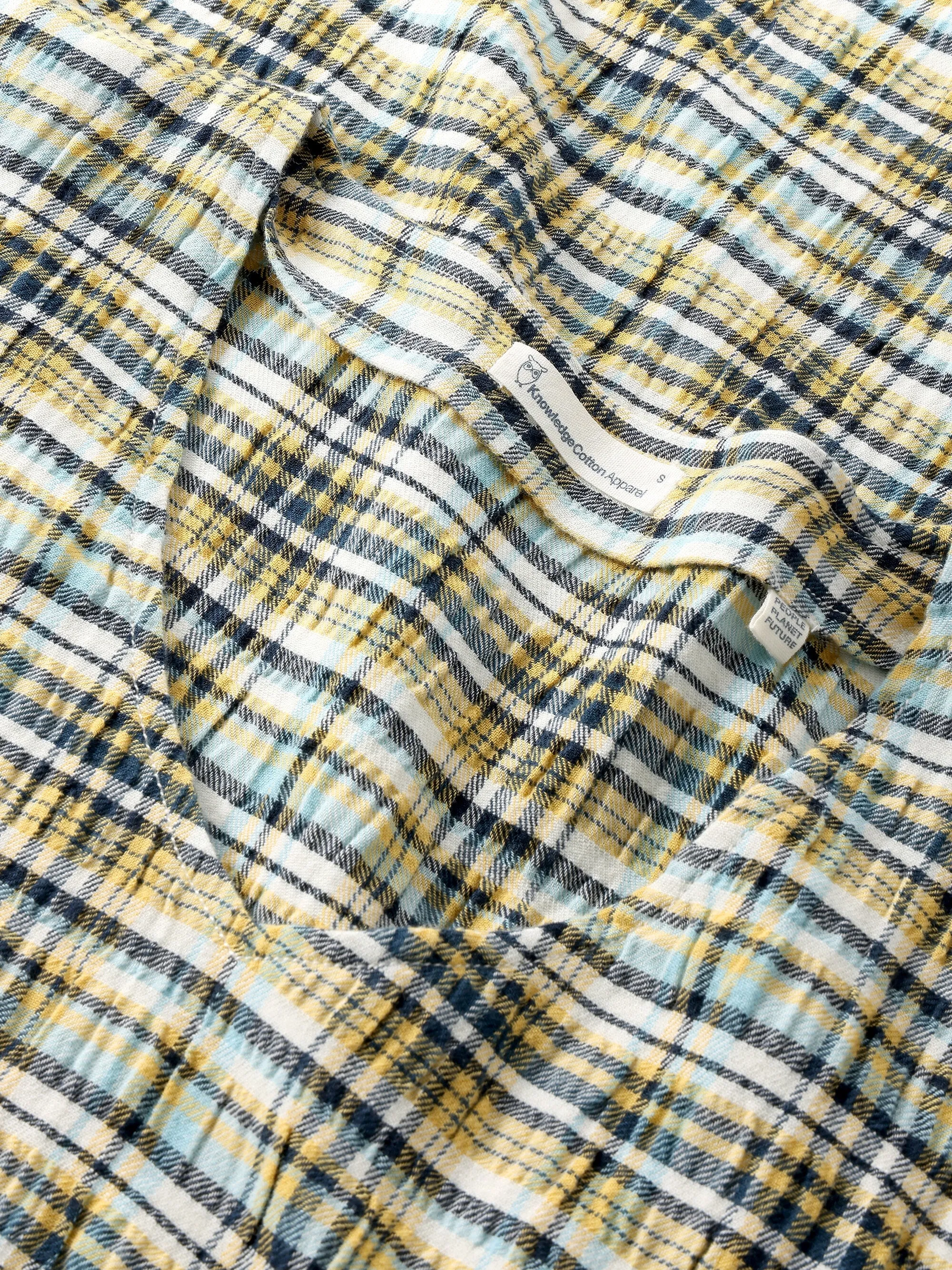 Seersucker check tunica dress - GOTS/Vegan - Yellow check