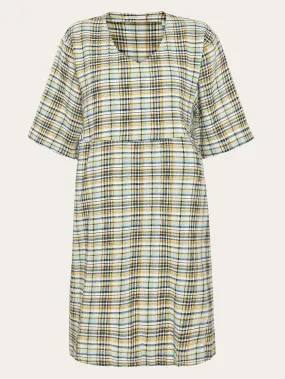Seersucker check tunica dress - GOTS/Vegan - Yellow check