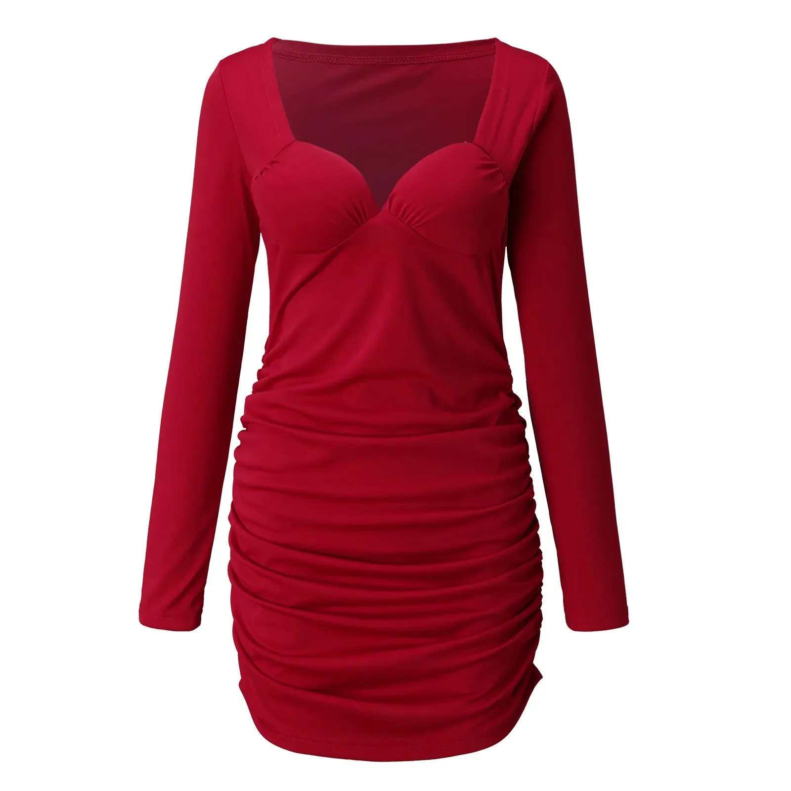 Sexy Flower Print Bodycon Mini Dress - Long Sleeve Sweetheart Neck Short Party Dress for Women, Spring & Autumn