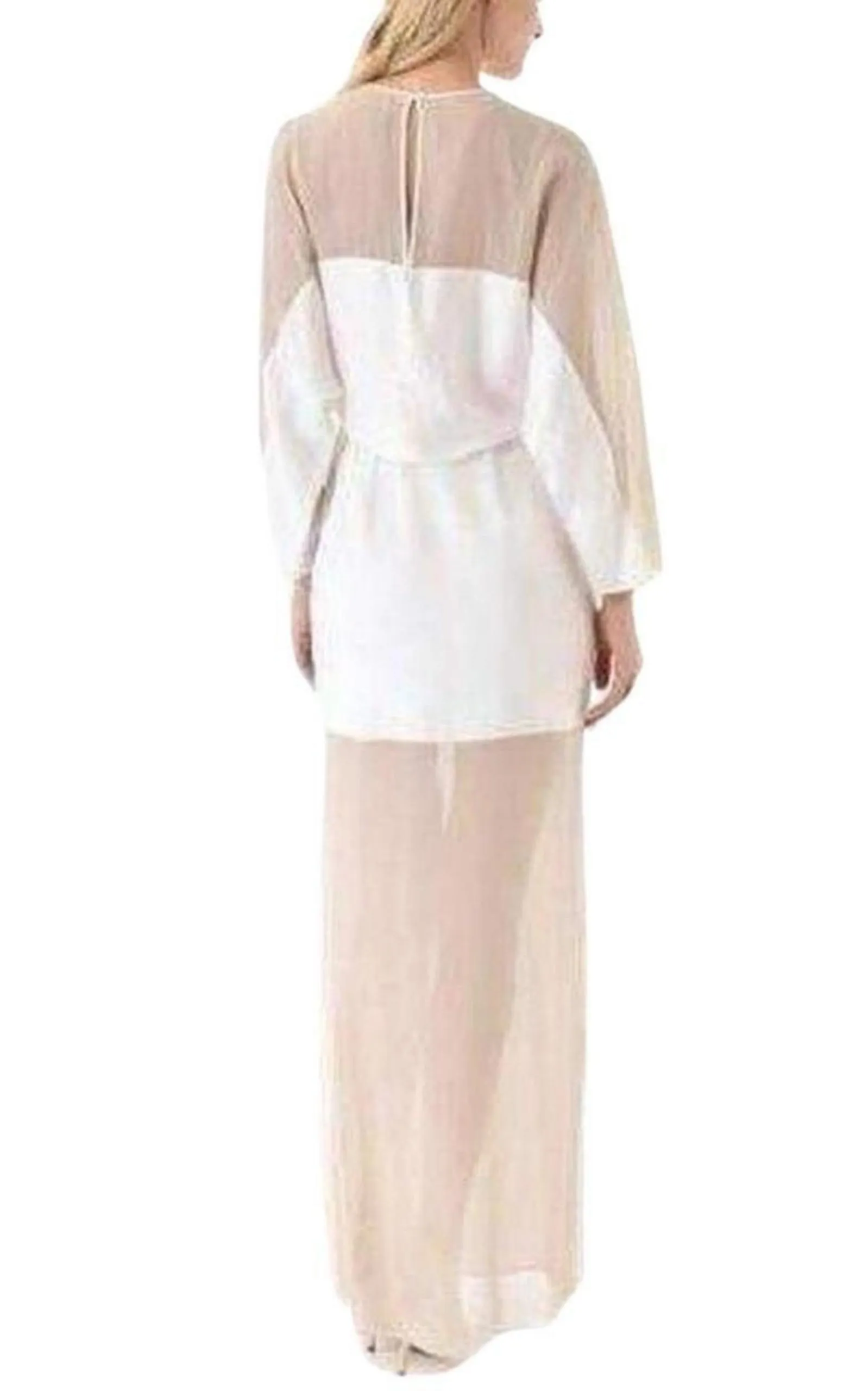 Sheer Chiffon Panels Silk Dress