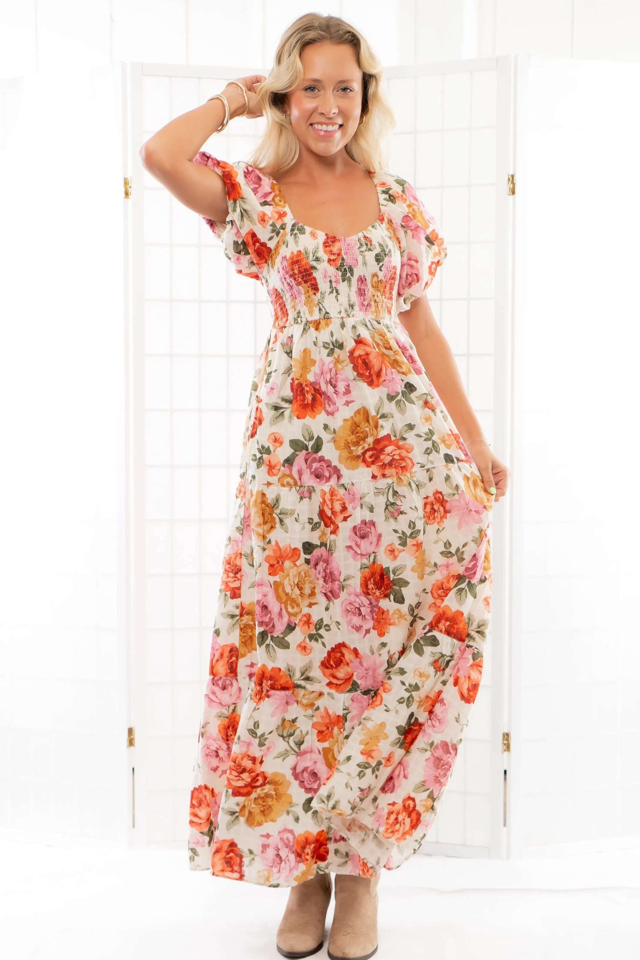 Show Me Your Mumu Ivory Hillside Floral Joanna Midi Dress