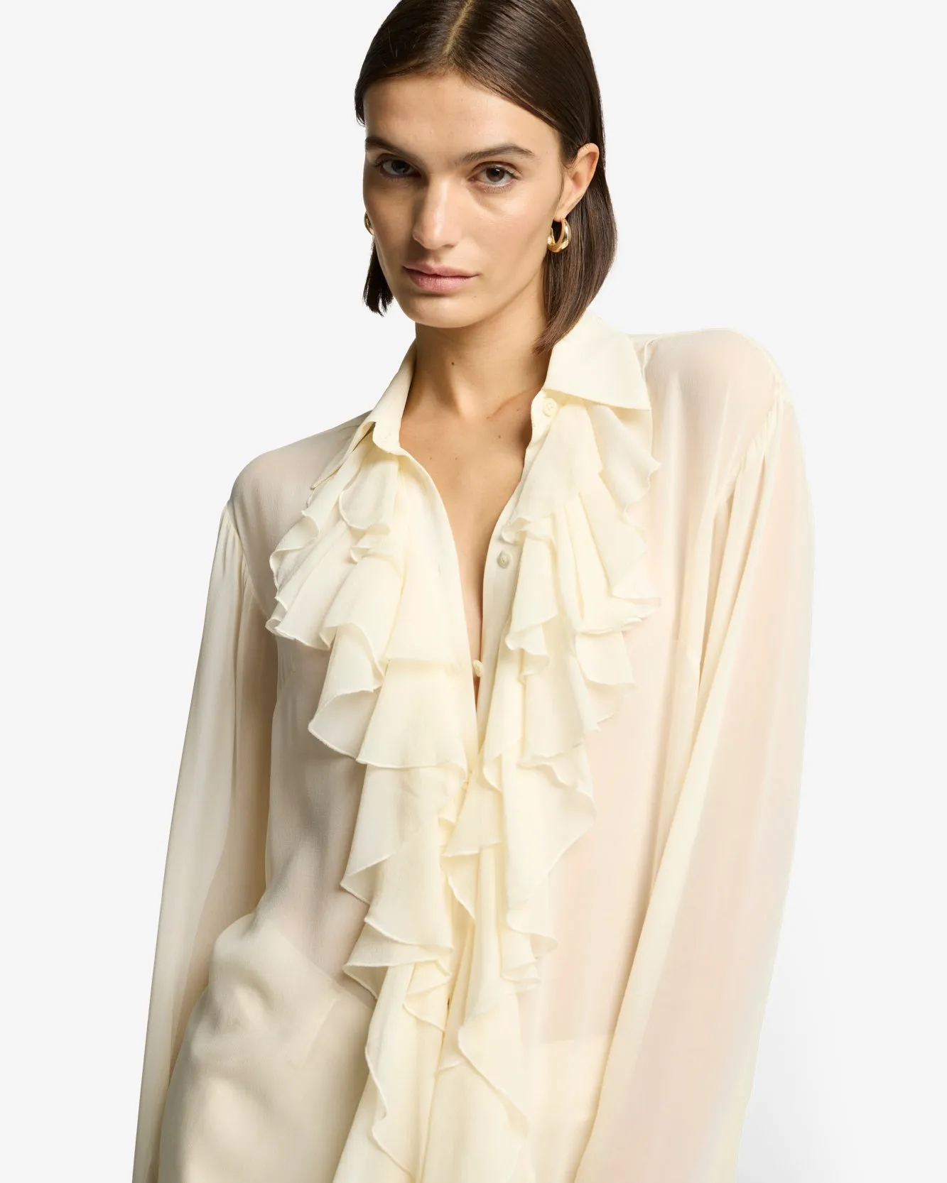 Silk Ruffle Dress in Solitary Star