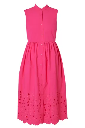 Sleeveless Ankle Length Shirt Dress | Cerise