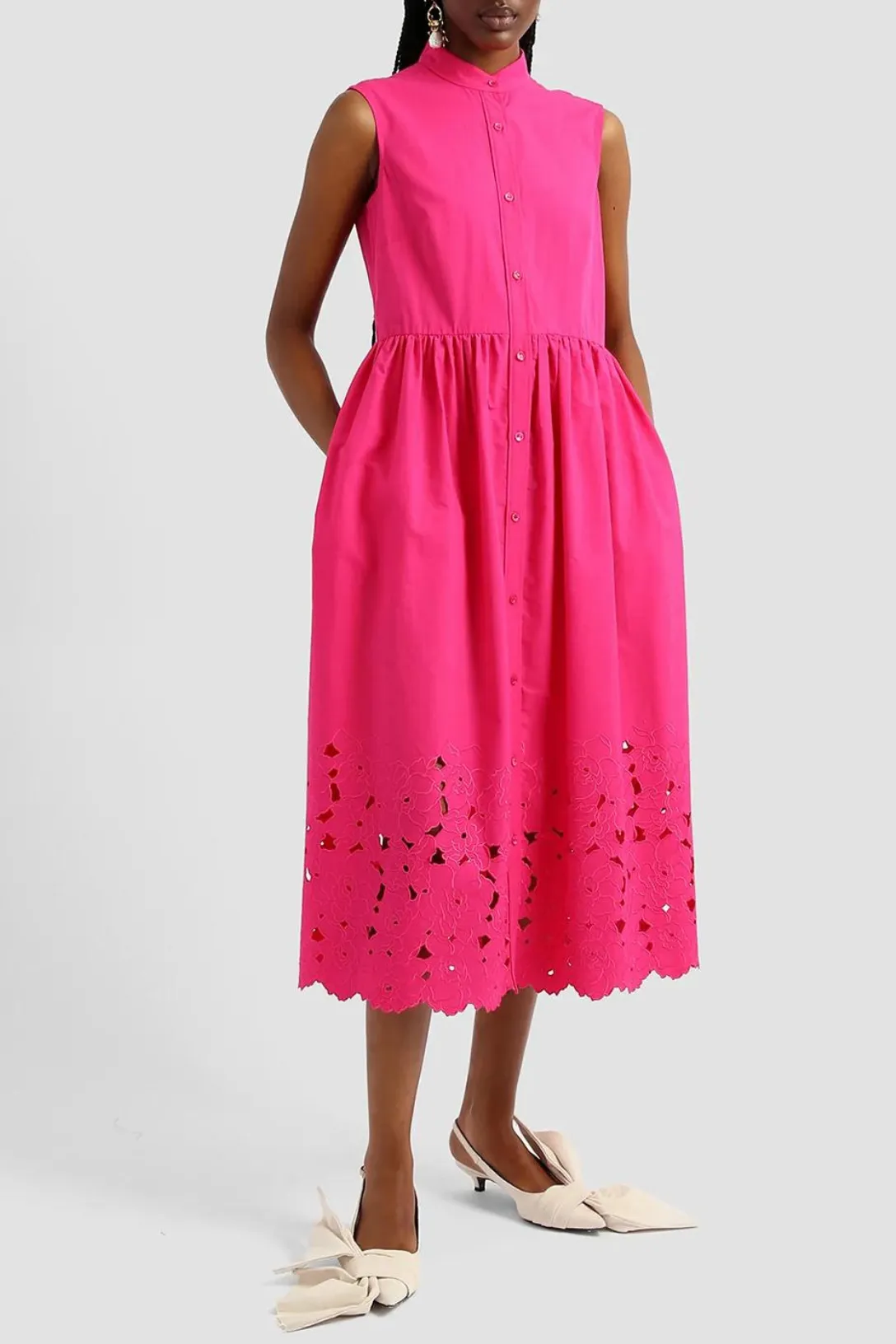 Sleeveless Ankle Length Shirt Dress | Cerise