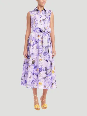 Sleeveless Printed Lace A-Line Dress