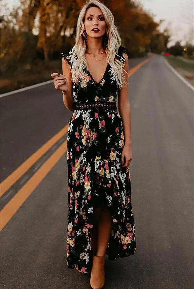 Sleeveless Printing irregular Dress