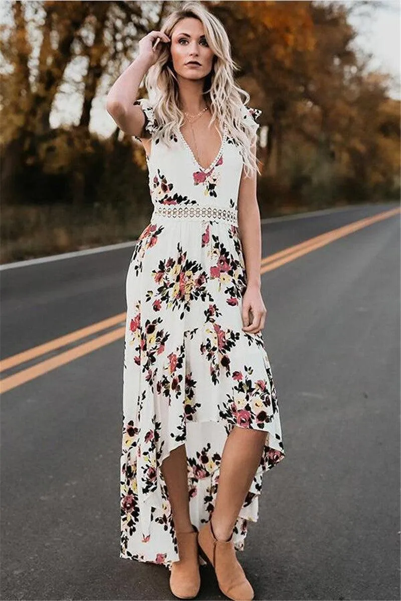 Sleeveless Printing irregular Dress
