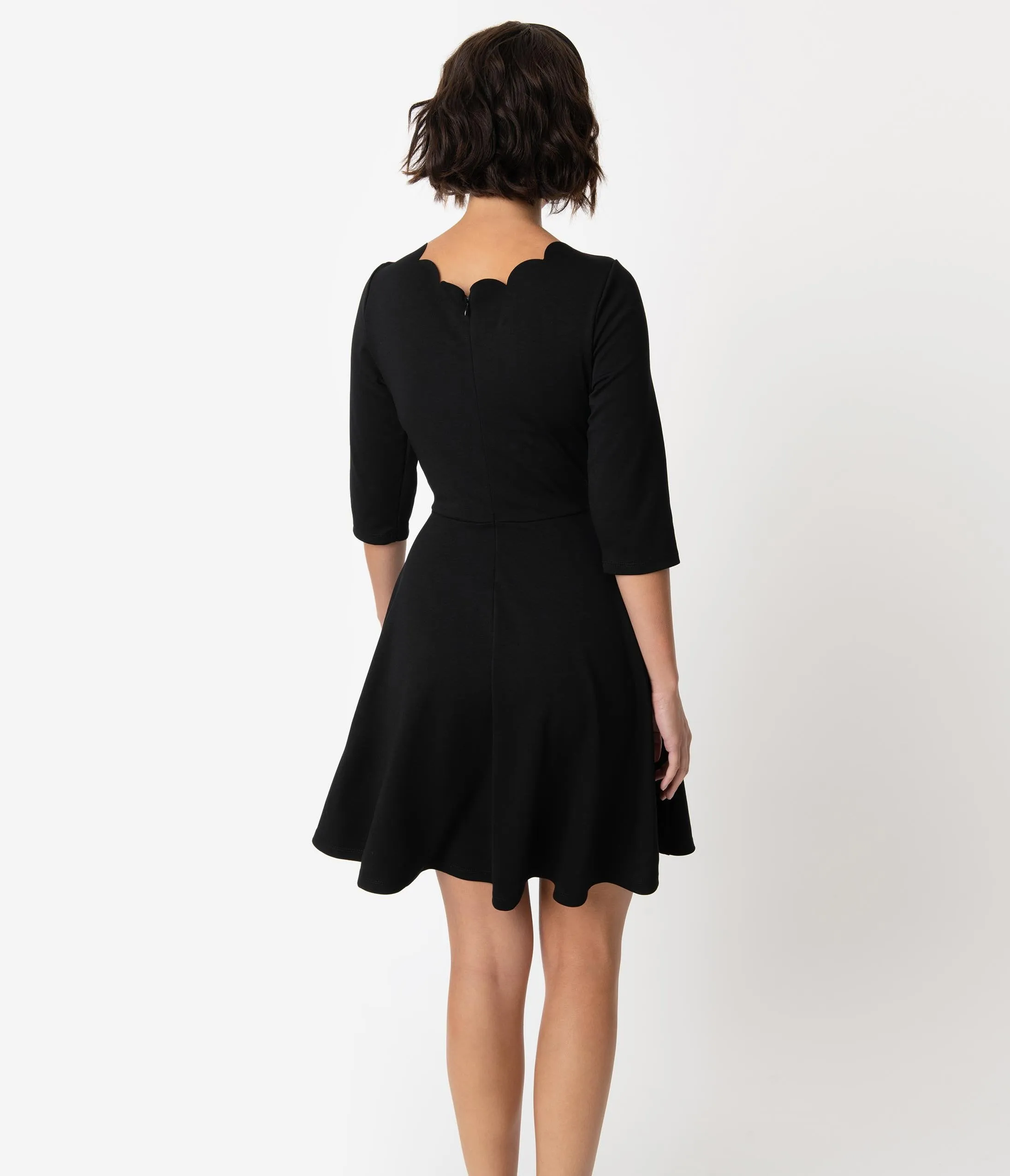 Smak Parlour Black Three-Quarter Sleeve Charmed Fit & Flare Dress