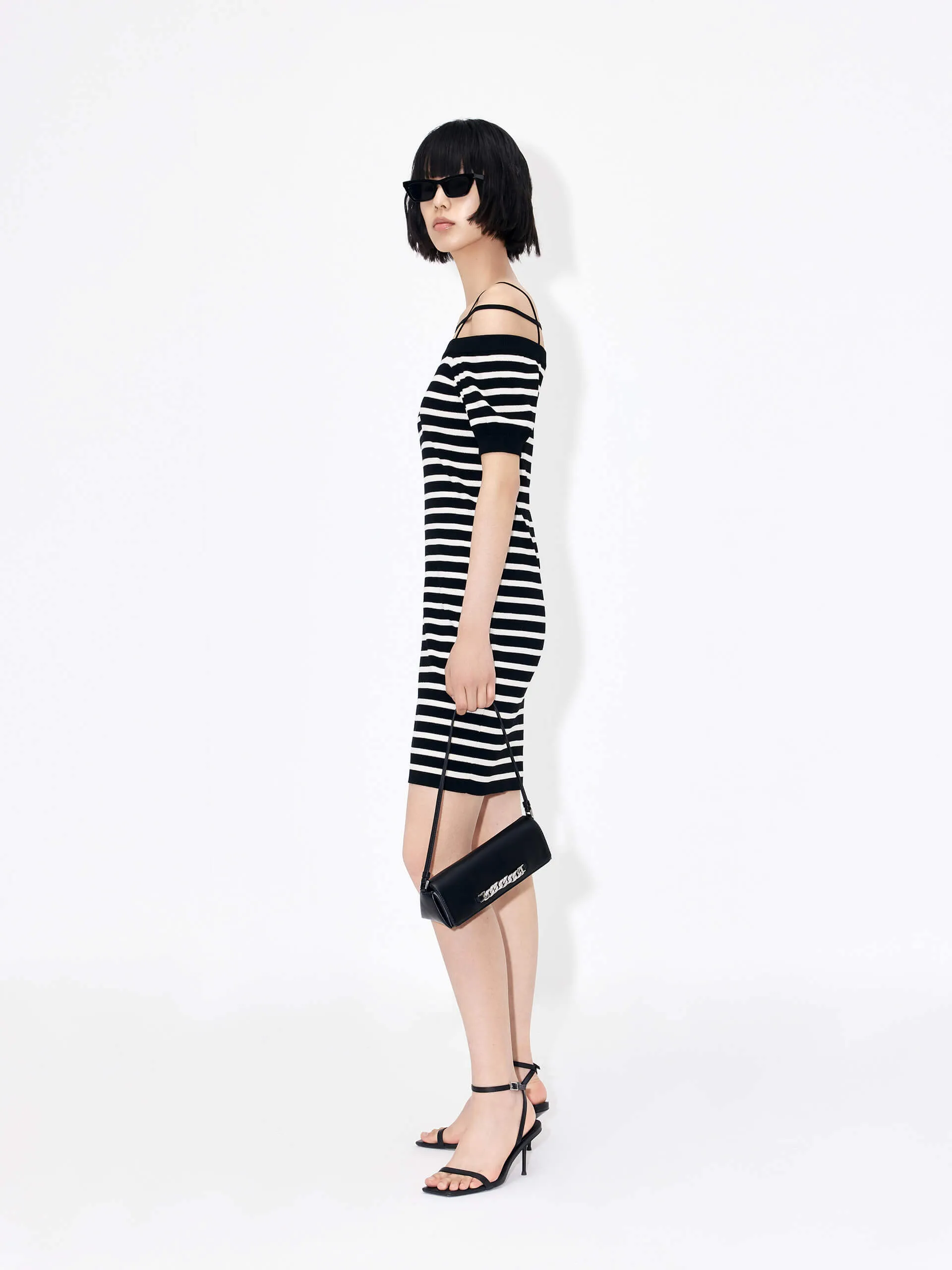 Strap Details Striped Dress