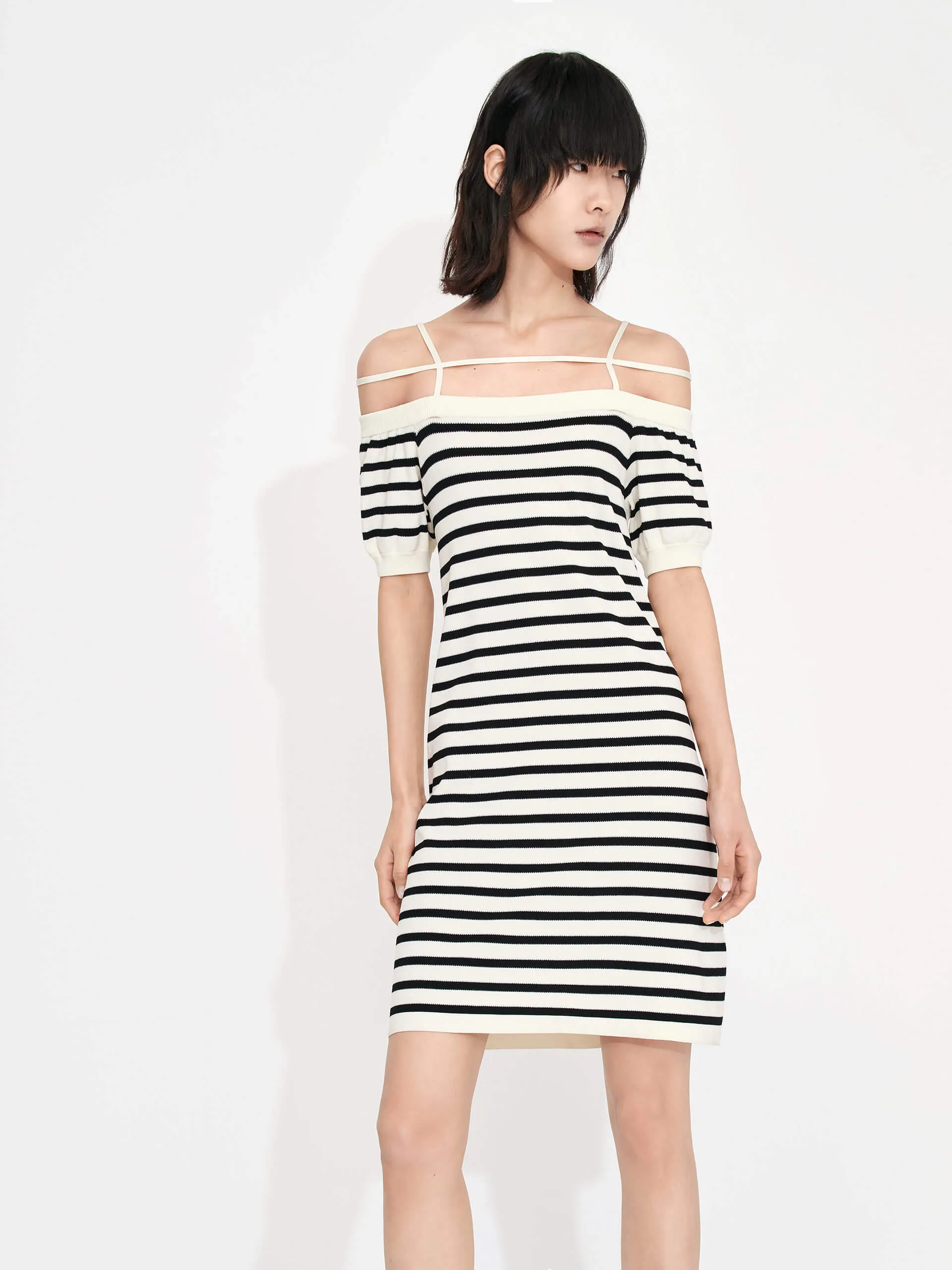 Strap Details Striped Dress