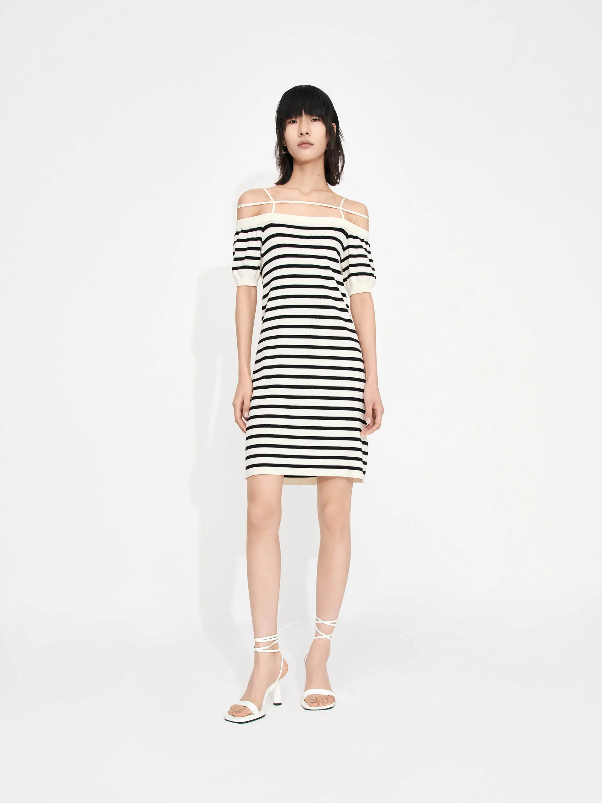 Strap Details Striped Dress