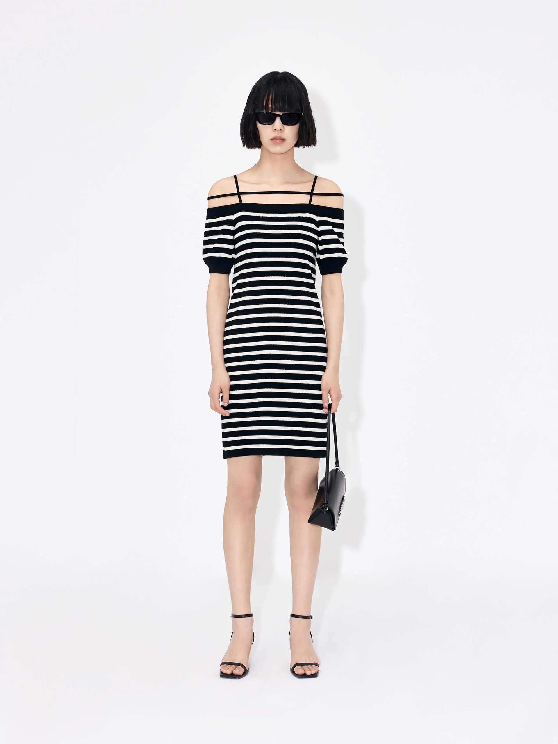 Strap Details Striped Dress