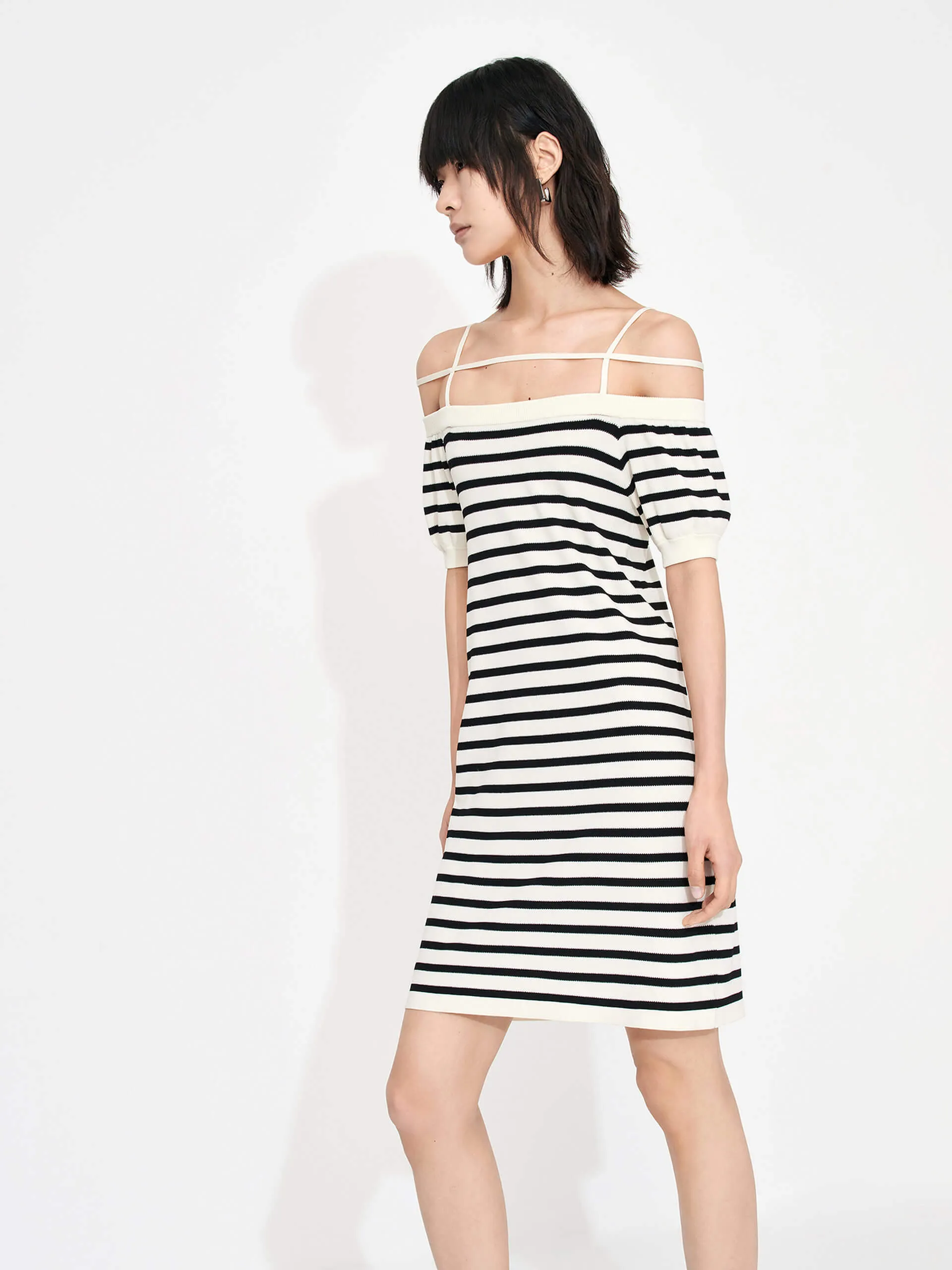 Strap Details Striped Dress