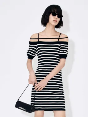 Strap Details Striped Dress