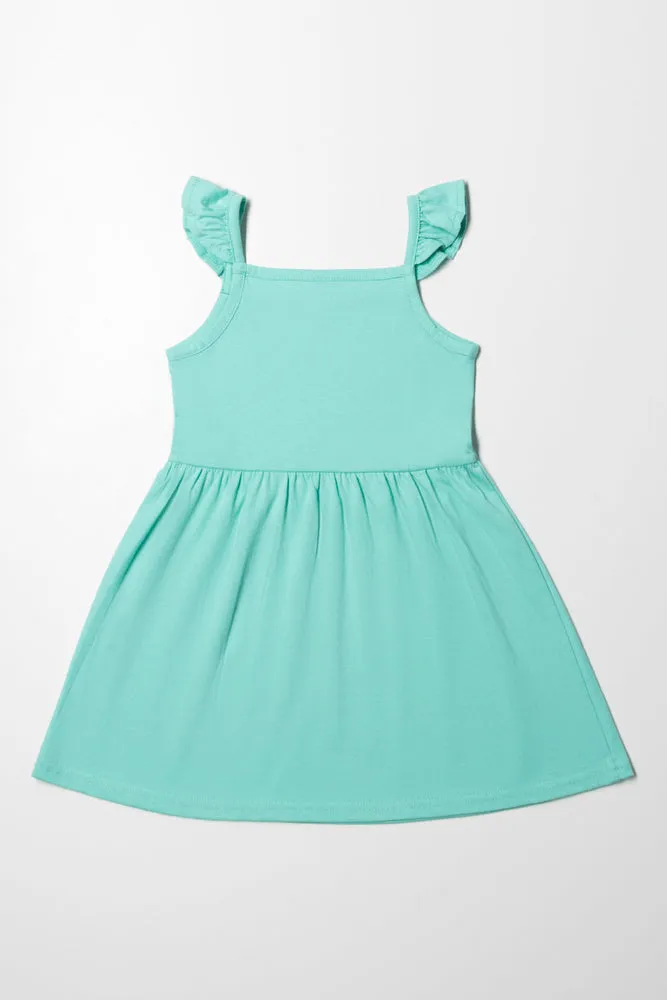 Strappy Dress With Frills Teal