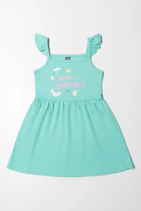 Strappy Dress With Frills Teal