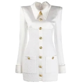 Stylish Tweed  Button Dress