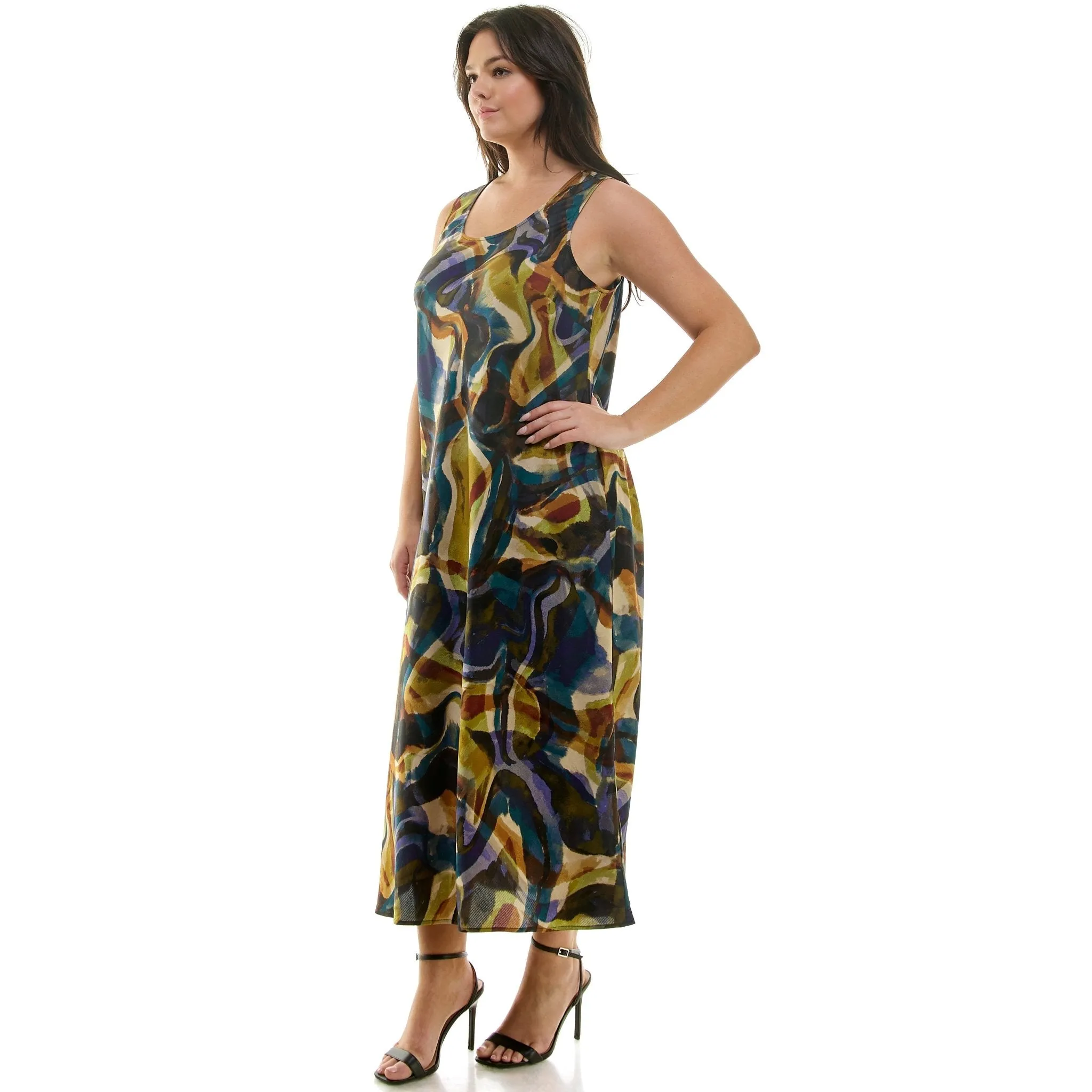 Swirl Sleeveless Midi Dress - Plus