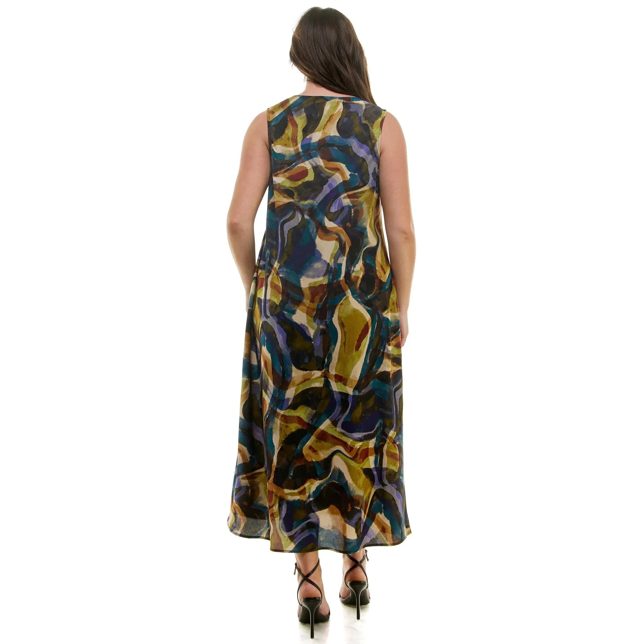 Swirl Sleeveless Midi Dress - Plus