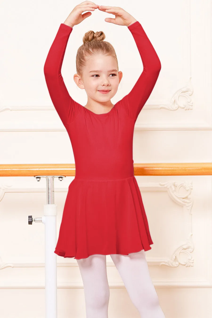Toddler/Girl's Long Sleeve Ballet Leotards with Sheer Skirt