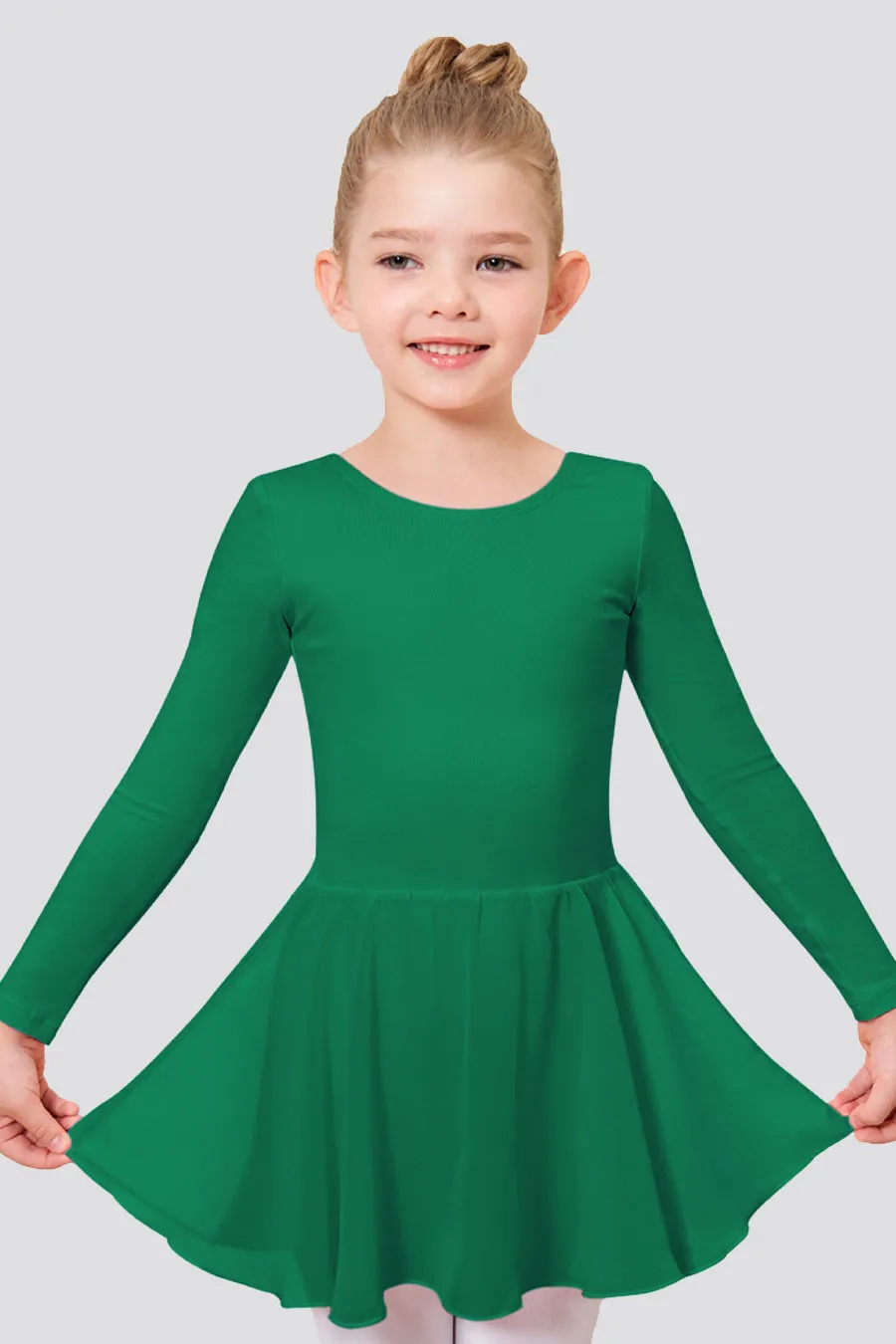 Toddler/Girl's Long Sleeve Ballet Leotards with Sheer Skirt