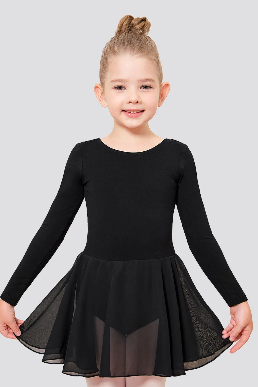 Toddler/Girl's Long Sleeve Ballet Leotards with Sheer Skirt