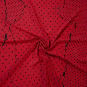 Vaughn Red Abstract Polyester Crêpe