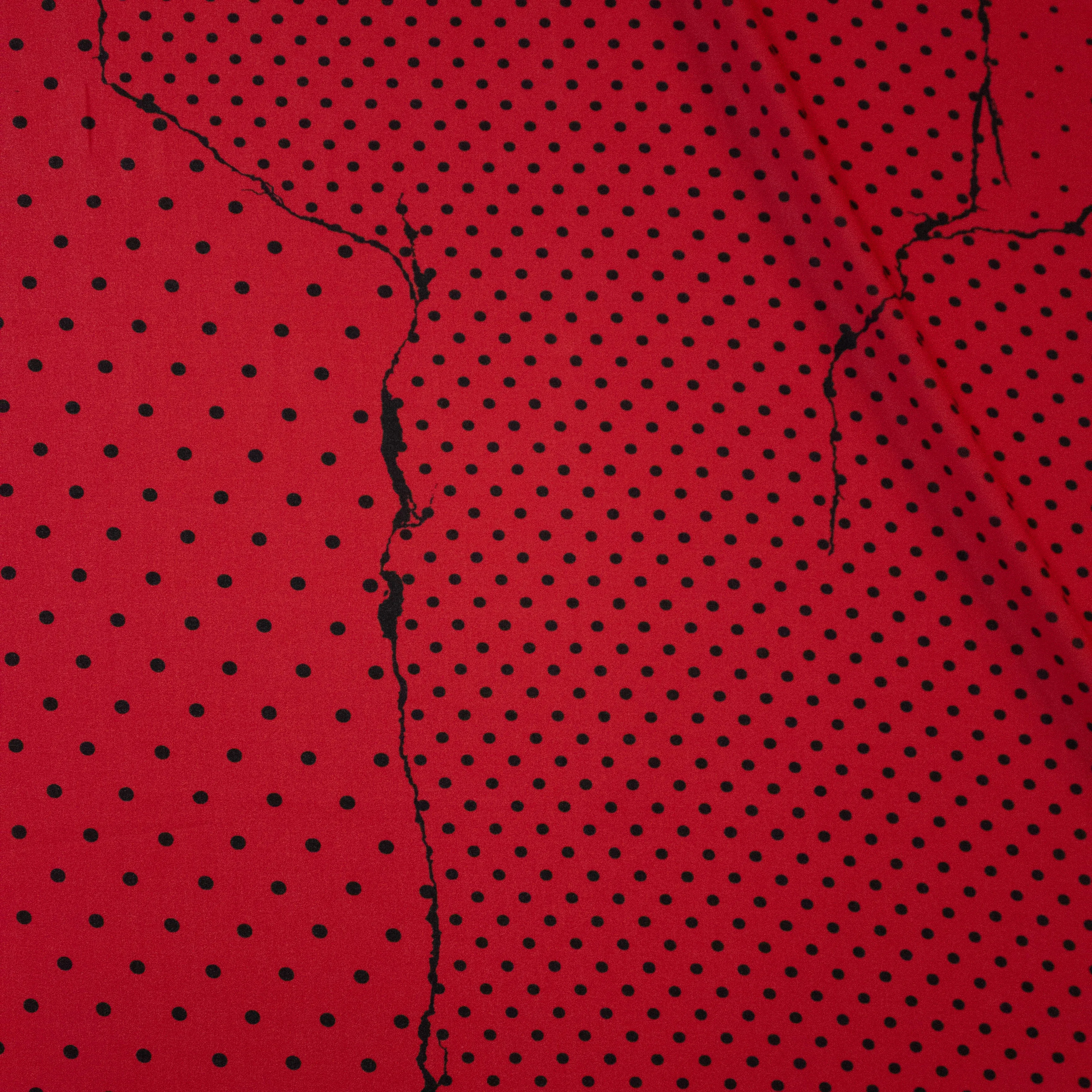 Vaughn Red Abstract Polyester Crêpe