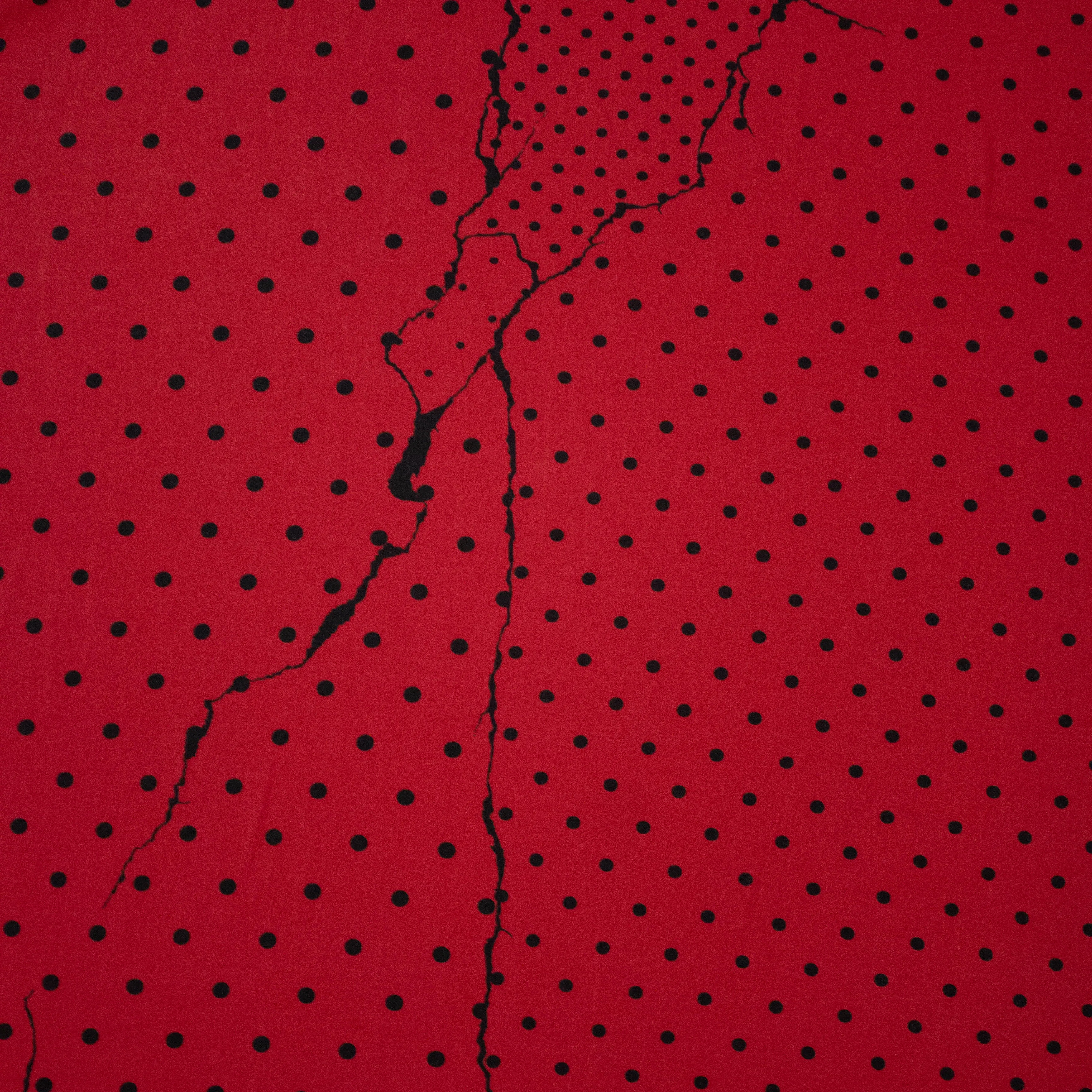 Vaughn Red Abstract Polyester Crêpe