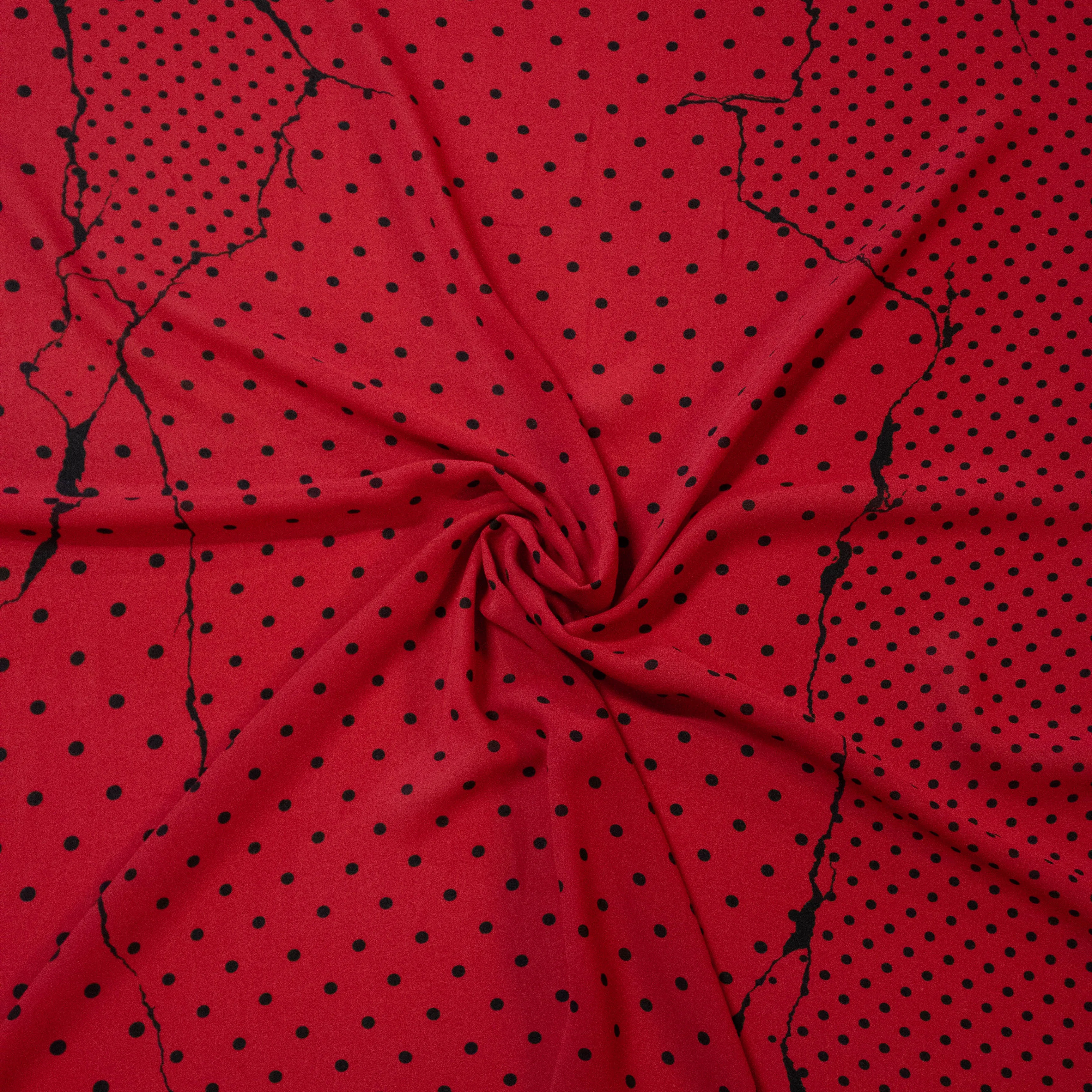 Vaughn Red Abstract Polyester Crêpe