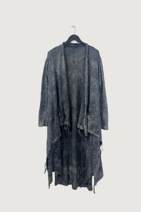 Waterfall Cotton Cardigan In Charcoal